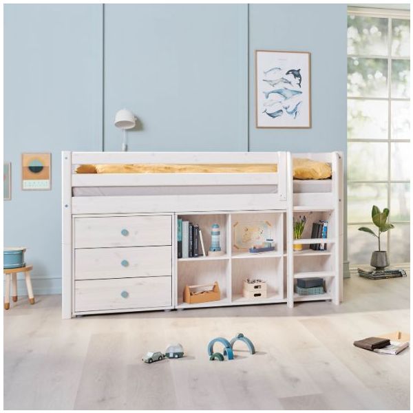 Lit mi-hauteur (120 cm) Classic - Echelle droite - Bois Brut