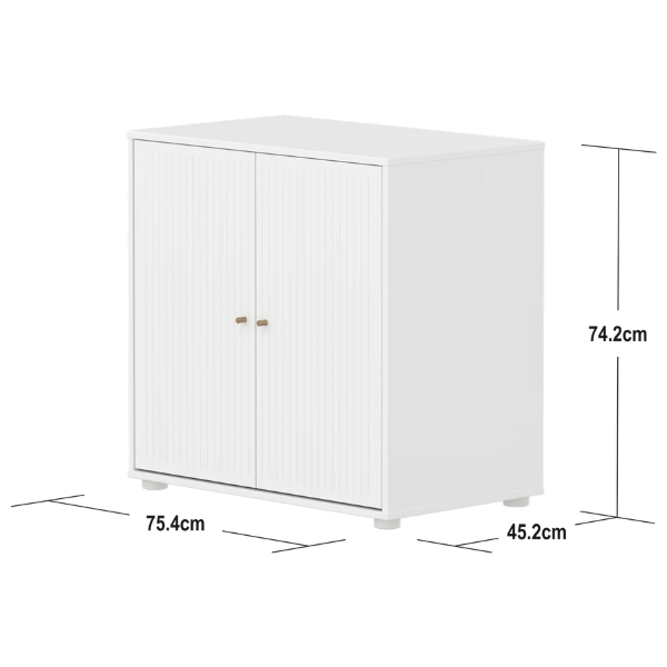 Saga 2 Doors Cupboard - Grooves White / Oak