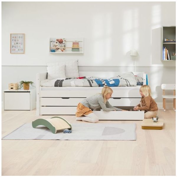 Lit gigogne White 90 x 200 cm avec tiroirs - Blanc