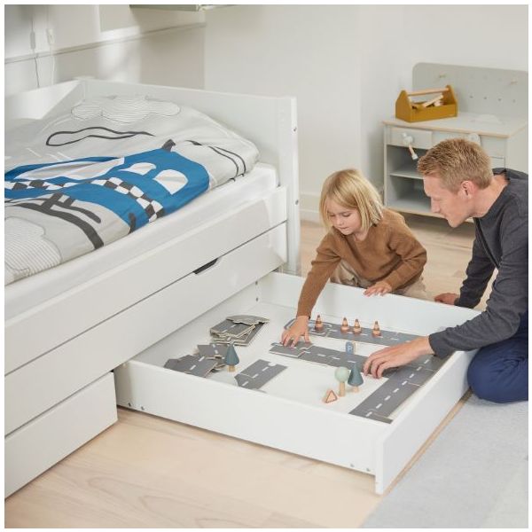 Lit gigogne White 90 x 200 cm avec tiroirs - Blanc