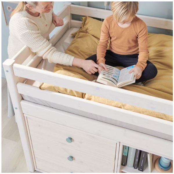 Lit mi-hauteur (120 cm) Classic - Echelle droite - Bois Brut