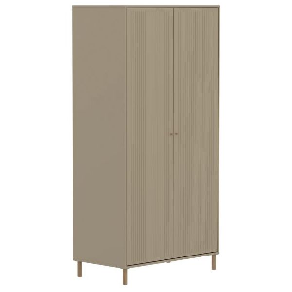 Saga 2 Doors Wardrobe - Oak Feet - Grooves Oat / Oak