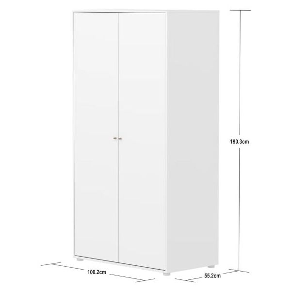 Armoire 2 portes Saga - Blanc / Chêne