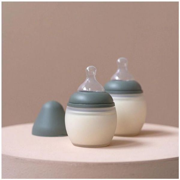 Biberon anti-colique en silicone BibRond 240 ml - Kaki