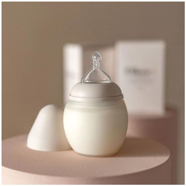 Biberon anti-colique en silicone BibRond 240 ml - Sable