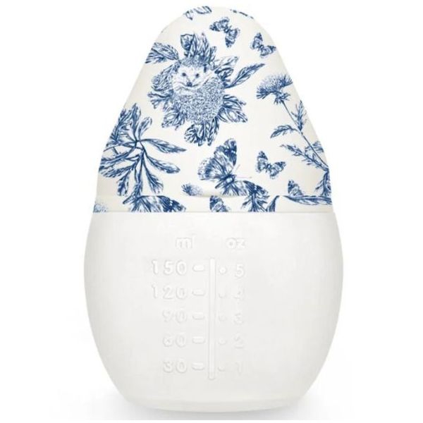 Biberon anti-colique en silicone BibRond 150 ml - Tartine et Chocolat - Toile de Jouy Bleu
