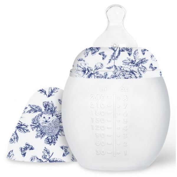 BibRond Anti-Colic Silicone Feeding Bottle 240 ml - Tartine et Chocolat - Toile de Jouy Blue