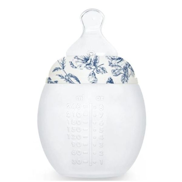 BibRond Anti-Colic Silicone Feeding Bottle 240 ml - Tartine et Chocolat - Toile de Jouy Blue