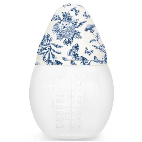 BibRond Anti-Colic Silicone Feeding Bottle 240 ml - Tartine et Chocolat - Toile de Jouy Blue