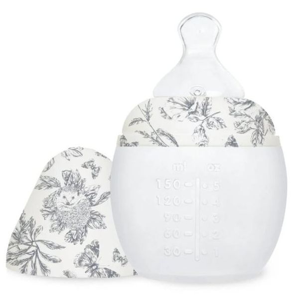 Biberon anti-colique en silicone BibRond 150 ml - Tartine et Chocolat - Toile de Jouy Gris