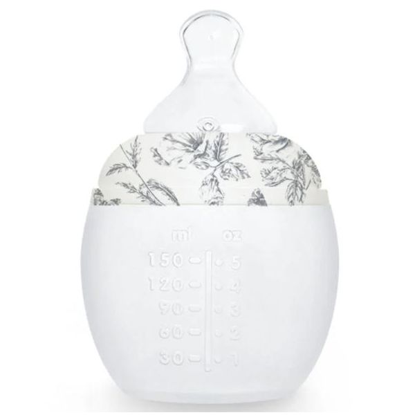 Biberon anti-colique en silicone BibRond 150 ml - Tartine et Chocolat - Toile de Jouy Gris