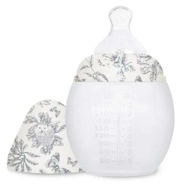Biberon anti-colique en silicone BibRond 240 ml - Tartine et Chocolat - Toile de Jouy Gris