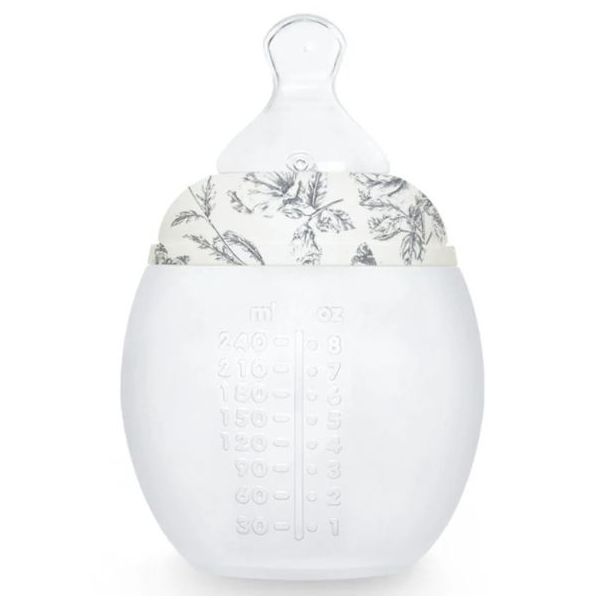 Biberon anti-colique en silicone BibRond 240 ml - Tartine et Chocolat - Toile de Jouy Gris