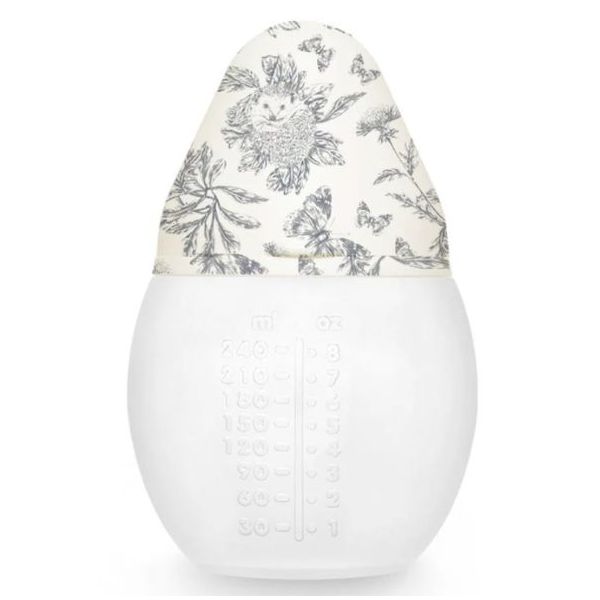 Biberon anti-colique en silicone BibRond 240 ml - Tartine et Chocolat - Toile de Jouy Gris