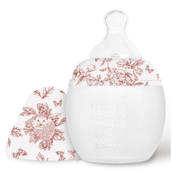 Biberon anti-colique en silicone BibRond 150 ml - Tartine et Chocolat - Toile de Jouy Terracotta