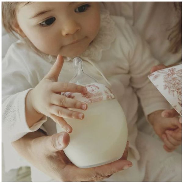 BibRond Anti-Colic Silicone Feeding Bottle 240 ml - Tartine et Chocolat - Toile de Jouy Terracotta