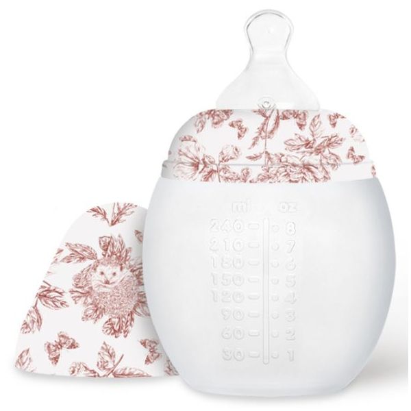 BibRond Anti-Colic Silicone Feeding Bottle 240 ml - Tartine et Chocolat - Toile de Jouy Terracotta