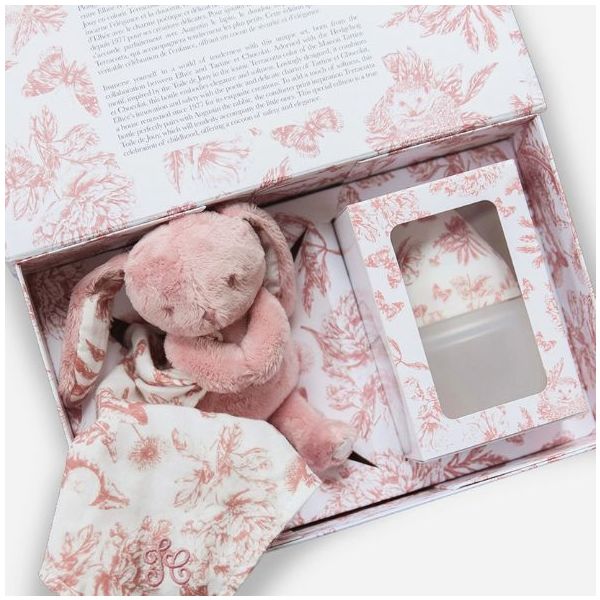 Coffret cadeau Biberon & Doudou - Tartine et Chocolat - Toile de Jouy Terracotta