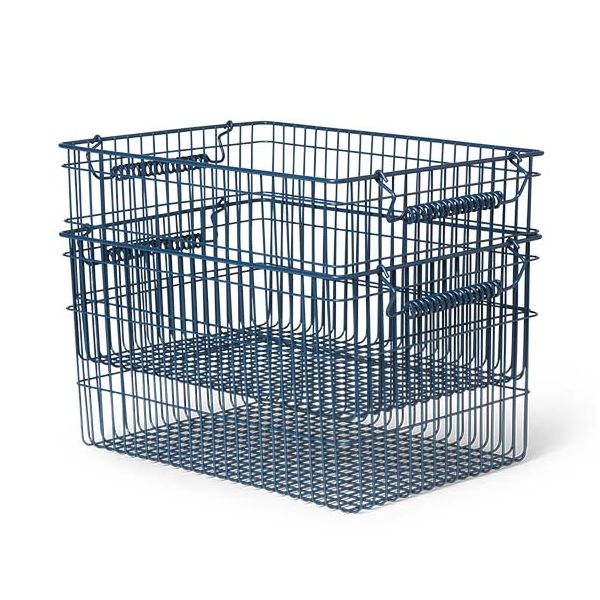 Lot de 2 paniers empilables Cala - Bleu