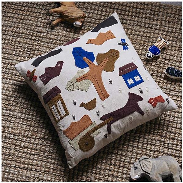 Coussin Village - Écru