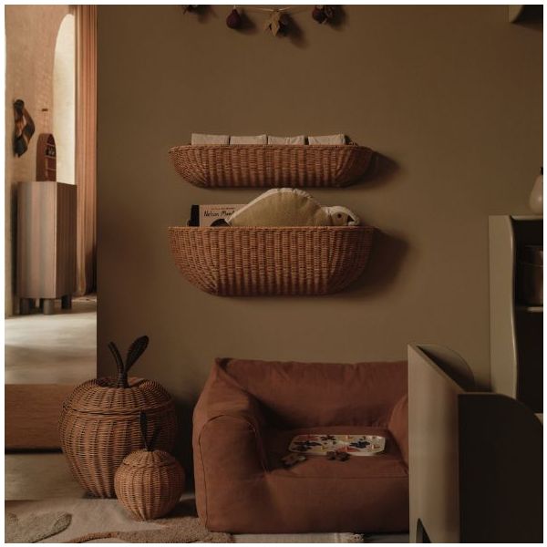 Panier mural en rotin - 75 x 25 cm - Naturel