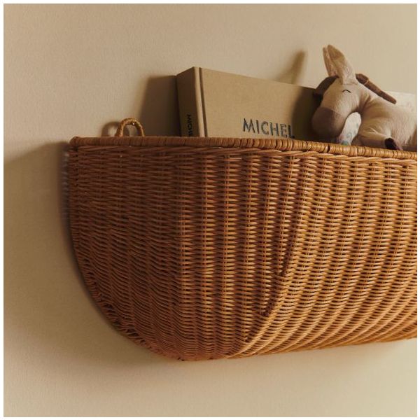 Panier mural en rotin - 75 x 25 cm - Naturel