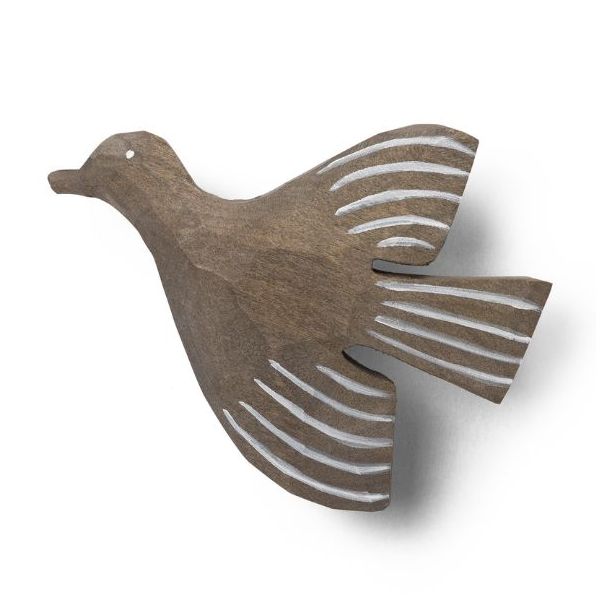 Patère oiseau en bois sculpté Lola - Anthracite
