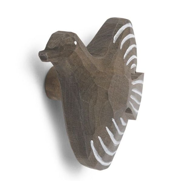 Patère oiseau en bois sculpté Lola - Anthracite