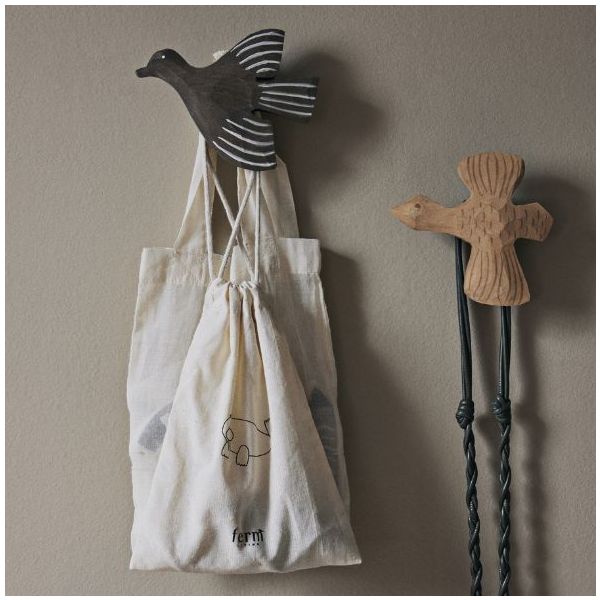 Patère oiseau en bois sculpté Lola - Anthracite