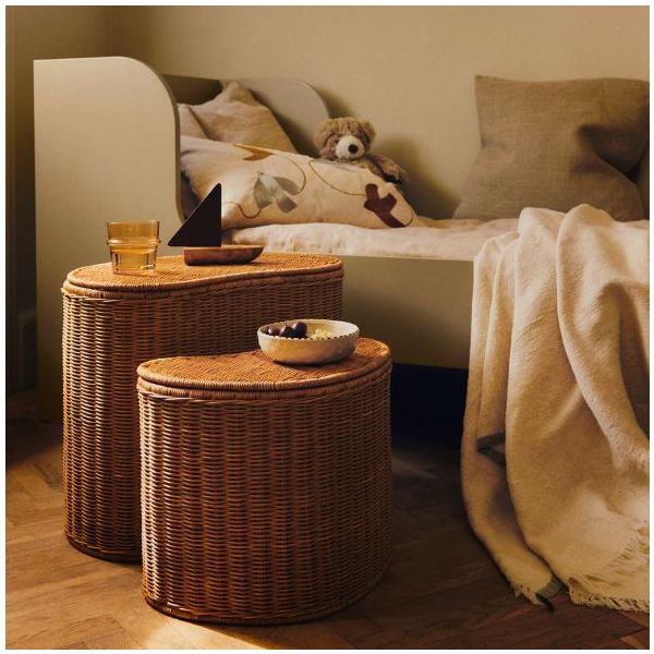 Lot de 2 paniers de rangement en rotin Willora