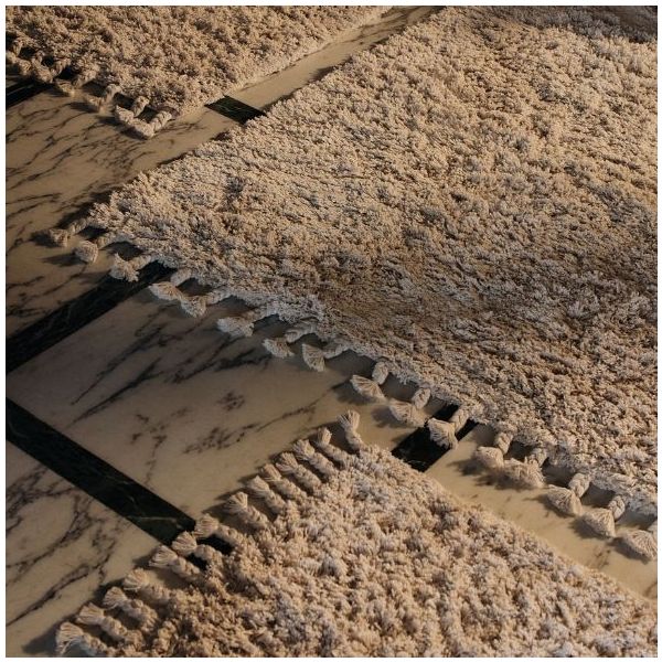 Tapis à poils longs Amass - 140 x 140 cm - Crème