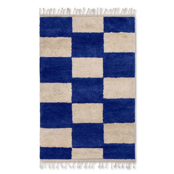 Tapis noué Mara - 120 x 180 cm - Bleu / Sable