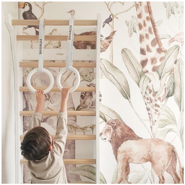 Barre de gymnastique murale Taimi Mini - Naturel / Blanc