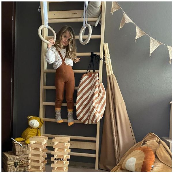 Anneaux de gymnastique Ulpu Mini - Naturel / Lanières blanches