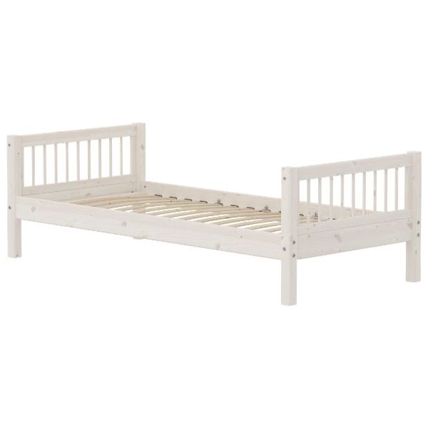 Classic Single Bed 90 x 200 cm - Slatted Sides - Whitewash