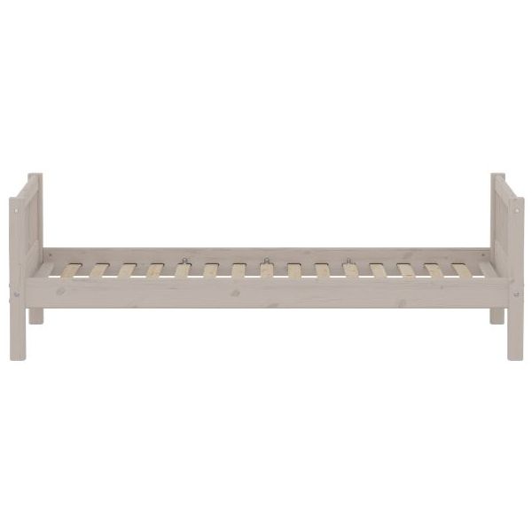Classic Single Bed 90 x 200 cm - Slatted Sides - Whitewashed Grey