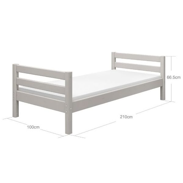 Classic Single Bed 90 x 200 cm - Whitewashed Grey