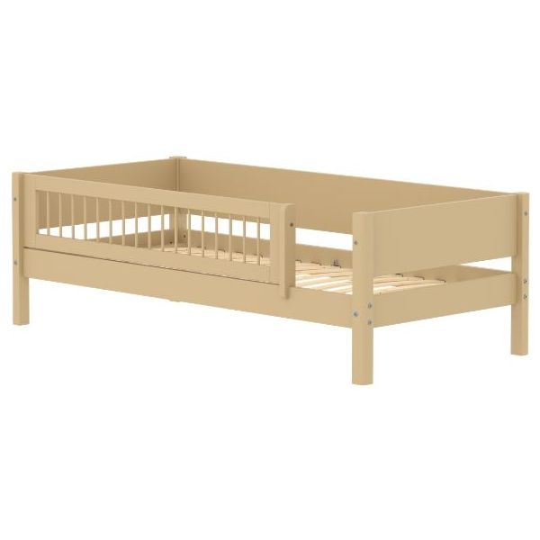 Einzelbett mit Rausfallschutz 3/4 White 90 x 200 cm - Rausfallschutz mit Sprossen - Sand