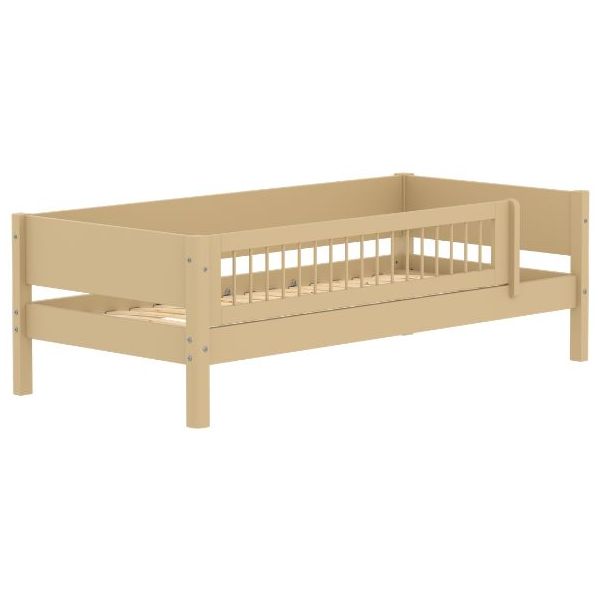 Einzelbett mit Rausfallschutz 3/4 White 90 x 200 cm - Rausfallschutz mit Sprossen - Sand