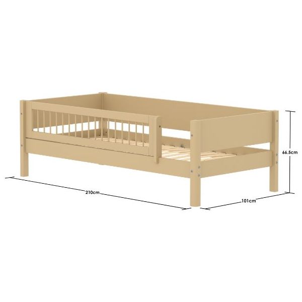 Einzelbett mit Rausfallschutz 3/4 White 90 x 200 cm - Rausfallschutz mit Sprossen - Sand