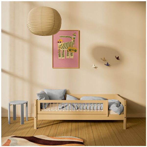 Einzelbett mit Rausfallschutz 3/4 White 90 x 200 cm - Rausfallschutz mit Sprossen - Sand