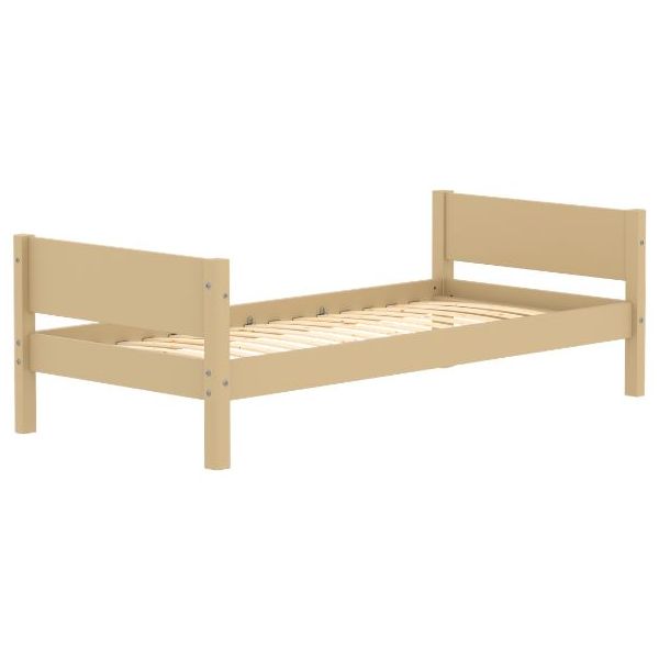 White Single Bed 90 x 200 cm - Sand
