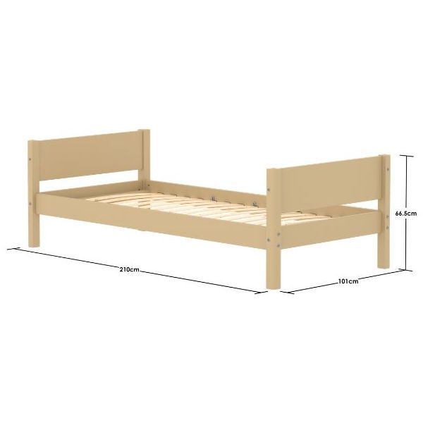 White Single Bed 90 x 200 cm - Sand