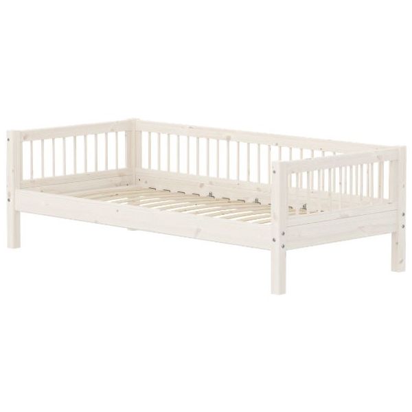 Lit banquette Classic 90 x 200 cm - Montants à barreaux - Blanc Cérusé