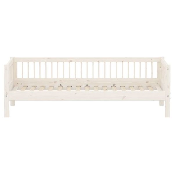 Lit banquette Classic 90 x 200 cm - Montants à barreaux - Blanc Cérusé
