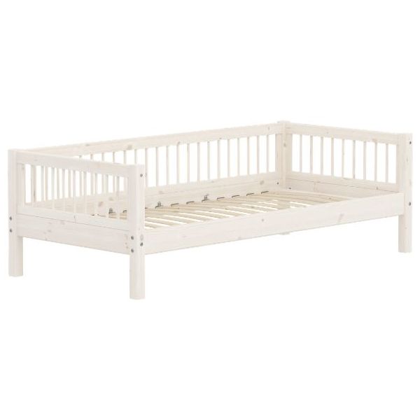 Lit banquette Classic 90 x 200 cm - Montants à barreaux - Blanc Cérusé