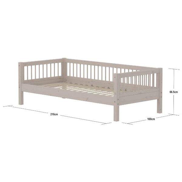 Lit banquette Classic 90 x 200 cm - Montants à barreaux - Gris Cérusé