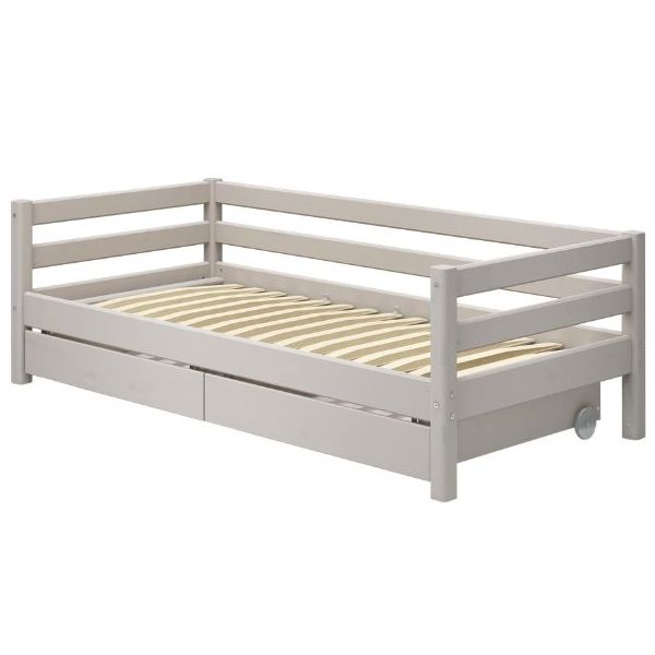 Classic Day Bed with Storage Drawers 90 x 200 cm - Whitewashed Grey