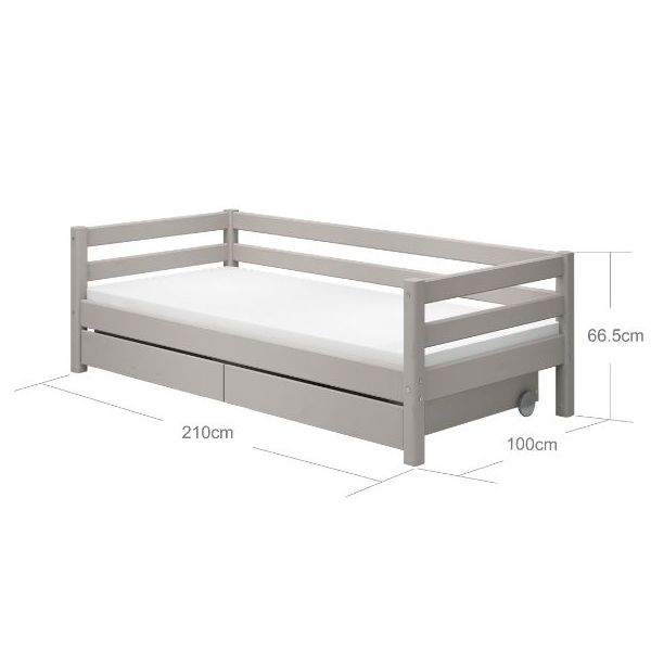 Classic Day Bed with Storage Drawers 90 x 200 cm - Whitewashed Grey