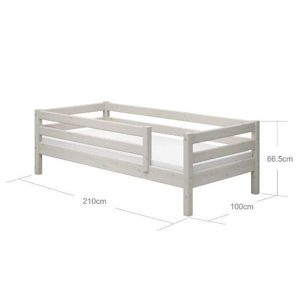 Lit simple avec barrière de sécurité 3/4 Classic 90 x 200 cm - Blanc Cérusé